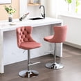 thumbnail image 6 of Bar Stools with Backs | Adjustable 25 - 33 Inches, Swivel for Dining | Velvet Main Material with Cupreous Nailheads | Fixes Back Support Problems, 6 of 7