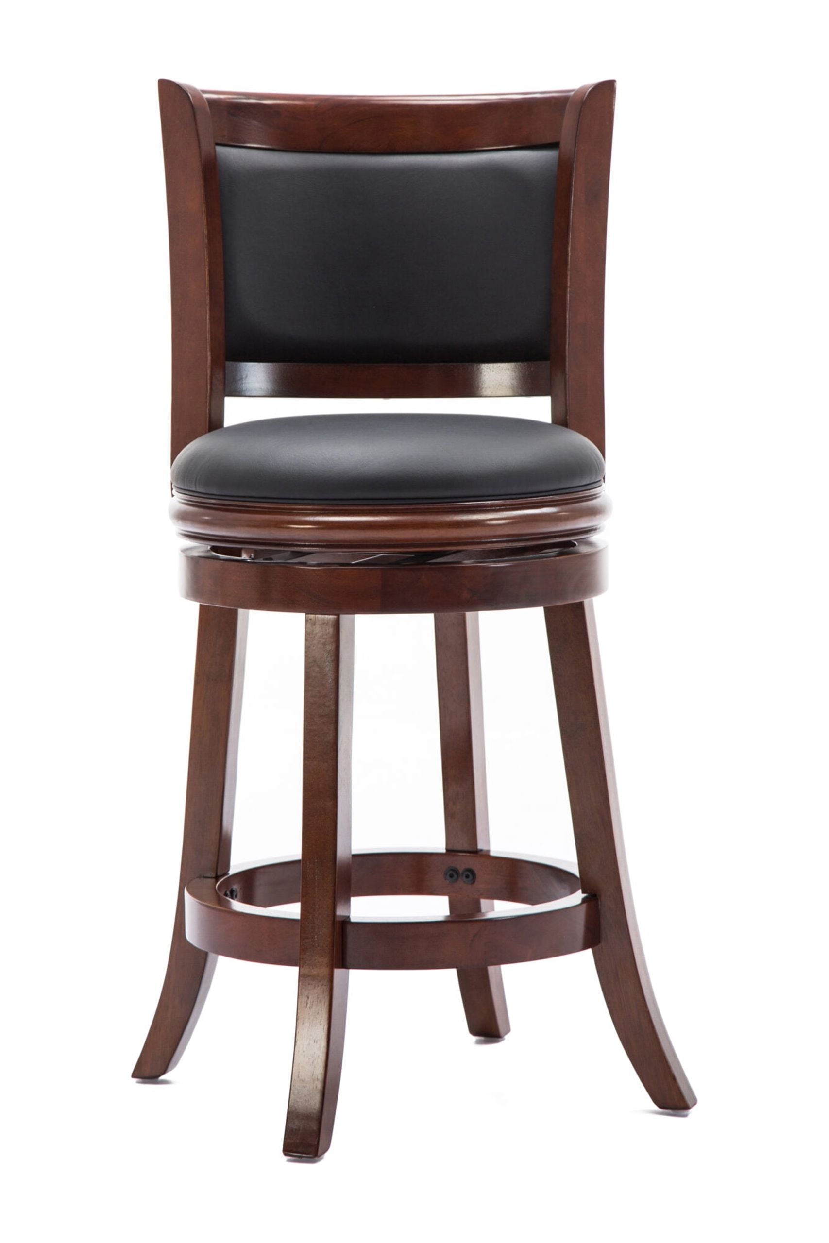 Boraam Augusta Counter Height High Back Swivel Wood Kitchen Counter Stool, Cherry Finish