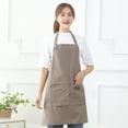 thumbnail image 2 of Cocina Delantal Canvas Funda protectora impermeable Simple Tareas domésticas Delantales Trabajo Ropa de trabajo con bolsillo para restaurante Coffee Shop Light Khaki, 2 of 7