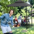 thumbnail image 3 of Outdoor Canopy Gazebo with LDE Light, 8 x 5 Ft Grill Gazebo Hardtop for Backyard, Patio Gazebo Clearance, 2-Tier Barbecue Canopy Shelter, Gazebo Tent with Bottle Opener, Mesh Shelves and Hooks, B1847, 3 of 11