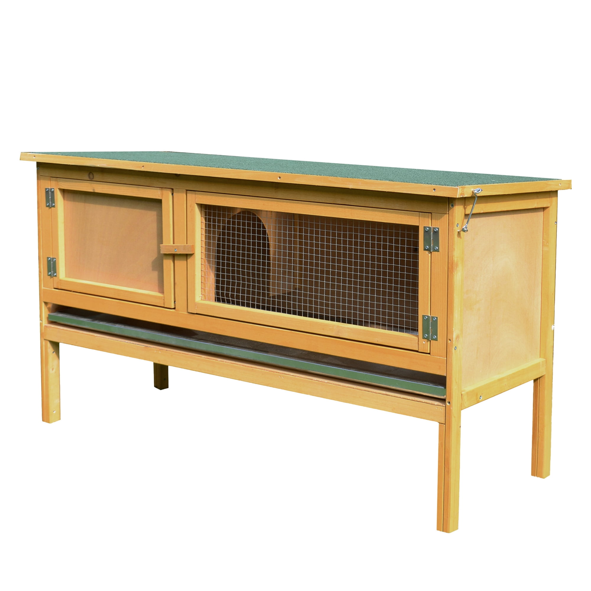 Rabbit Hutch Wooden Bunny Cage - Fir Wood Outdoor Indoor Pet House with Waterproof Roof, Openable Design for Rabbits, Chickens, Ducks