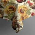 thumbnail image 5 of White Chicken Sunflower Pattern Square Tablecloth,Waterproof Square Table Cover,Wipeable Spillproof Washable Table Cover for Home Kitchen Party Decor 60"x60"(152x152cm), 5 of 6