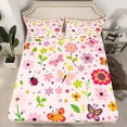 thumbnail image 3 of Feelyou Cute Floral Flower Twin Sheet Sets for Kids, Spring Garden Plant Twin Fitted Sheet, Butterfly Ladybug Flat Sheet, Microfiber Bedroom Decor, 3-Piece, 3 of 8