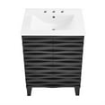 thumbnail image 5 of Cascade 24 in. Black Oak Bathroom Vanity With White, 3-Hole Ceramic Sink Top, 5 of 8