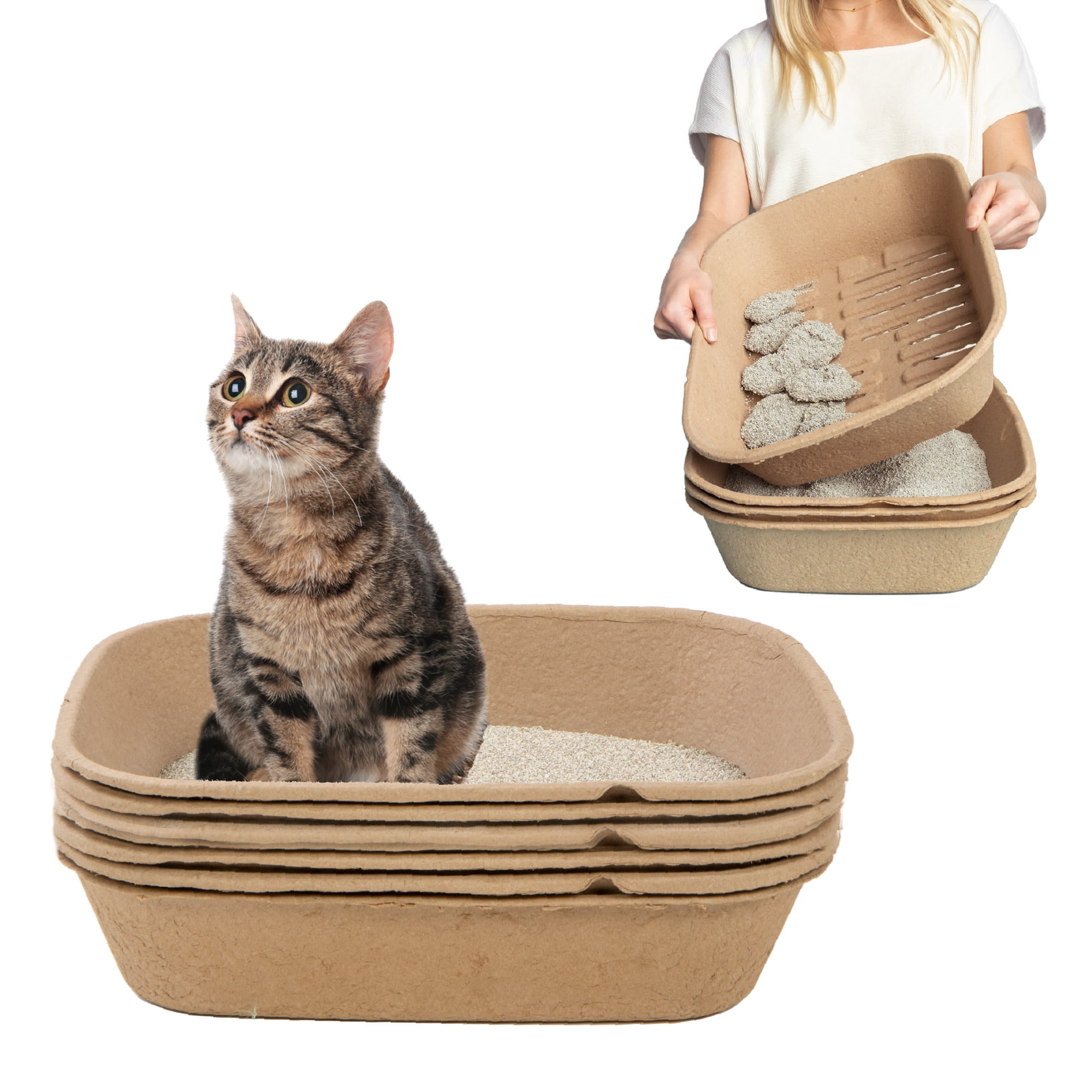 Kitty Sift Eco-Friendly Disposable Sifting Litter Box Kit Large (1 Litter Box, 5 Sifting Liners)