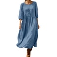 thumbnail image 2 of Aimik Women's 3/4 Sleeve Maxi Dress Crew Neck Loose Fitting Boho Long Dress with Pockets Summer Dresses for Women, 2 of 6
