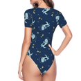 thumbnail image 4 of Naloa Space Dinosaur Women's Short-Sleeved Onesie, One-Piece Swimsuit for Parties, dates, clubs - Large, 4 of 9