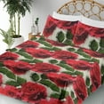 thumbnail image 3 of Ambesonne Rose Fitted & Flat Sheet with Shams 4 Pcs Set, Romantic Art of English Garden, King, Dark Pink Emerald Dust, 3 of 5