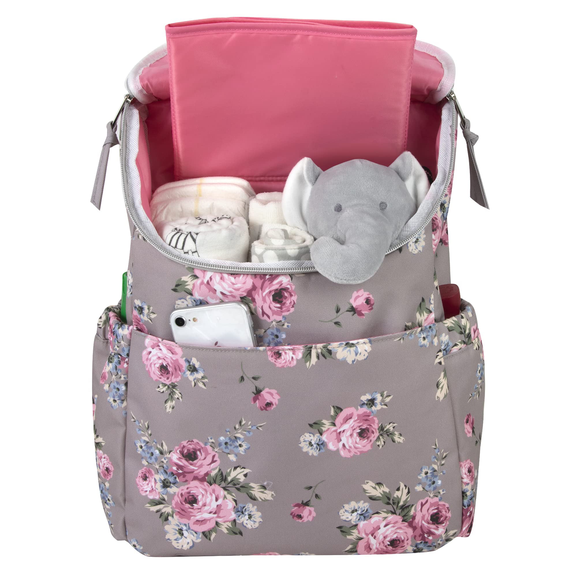 Baby Essentials Multi-Pocket Dual Zipper Flap Closure Diaper Bag