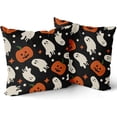 thumbnail image 2 of Black Halloween Pillow Covers 18X18 Inch Cute White Ghost Orange Pumpkins Couch Pillow Cases Set of 2 Holiday Linen Cushion Case Farmhouse Home Decor for Bed Sofa Couch Living Roo, 2 of 6