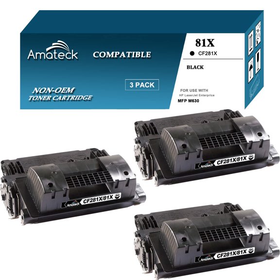 Amateck Compatible High Yield Toner Cartridge Replacement for CF281X 81X Black 3 Pack for M630dn, M630f, M630h, M630z, M605dn, M605n, M605x, M606dn, M606x