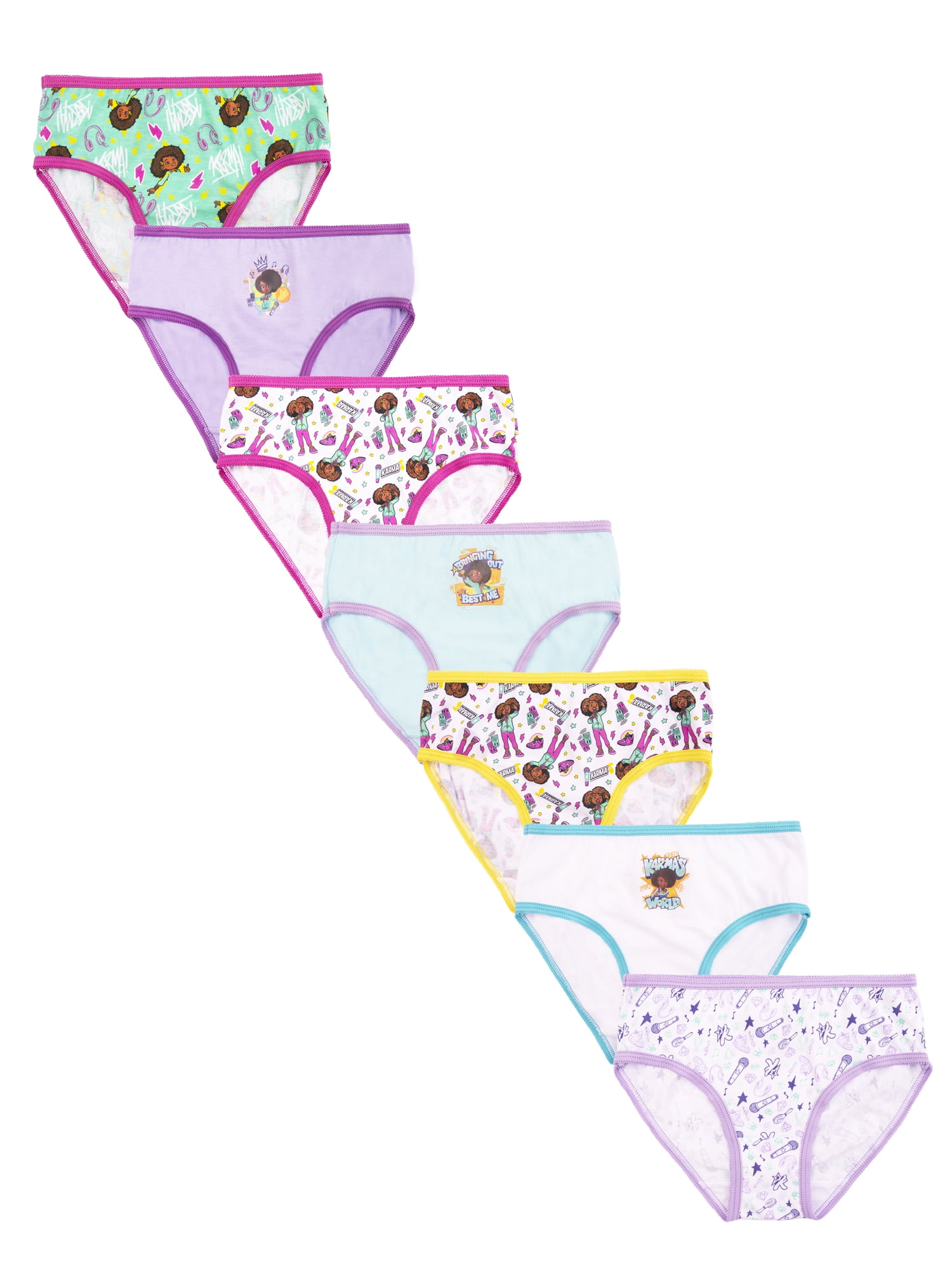 Karma's World Girls Underwear Brief, 7-Pack, Sizes 6-8