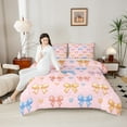 thumbnail image 4 of Castle Fairy Colorful Bow Knot Twin Comforter Sets,Dreamy Princess Bow Bedding Set, 4 of 8