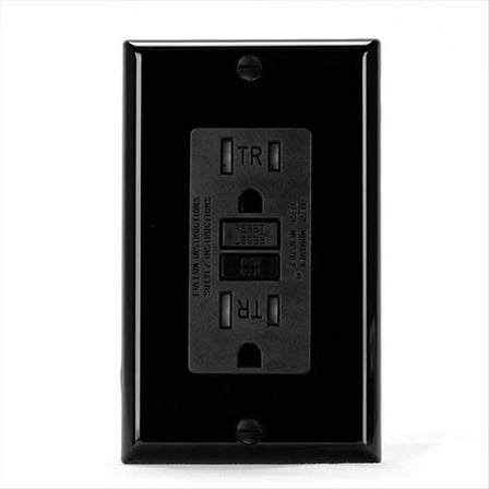Rollbacks & More GFCI Outlet 15 Amp, Self-Test GFI Electrical Outlet, Tamper Receptacle with Wall Plate Black
