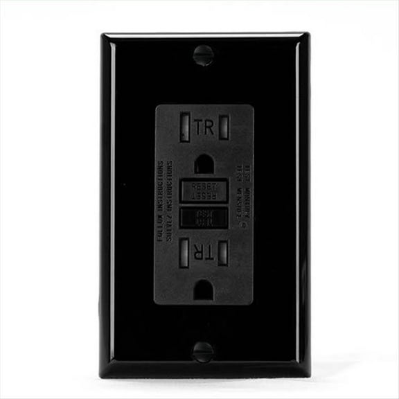 Rollbacks & More GFCI Outlet 15 Amp, Self-Test GFI Electrical Outlet, Tamper Receptacle with Wall Plate Black