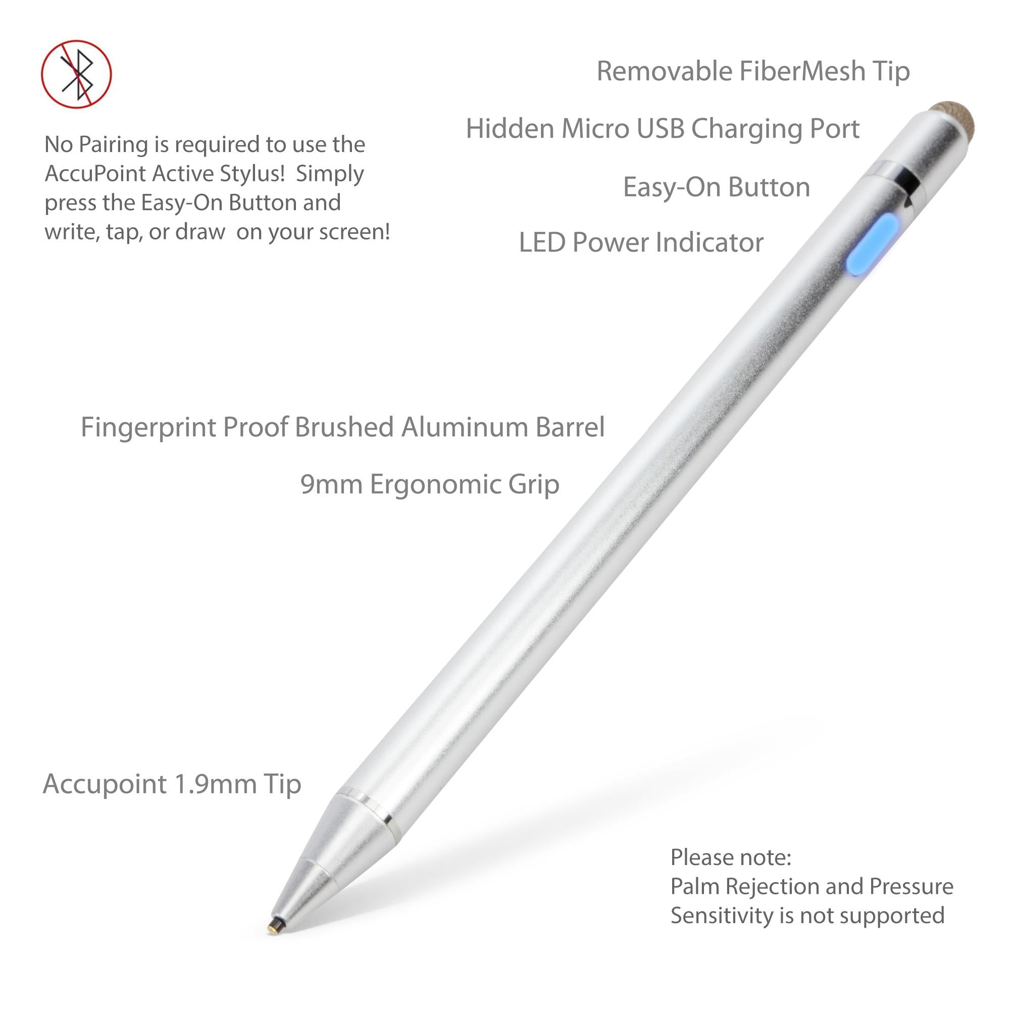 Metallic Silver AccuPoint Active Stylus Electronic Stylus with Ultra Fine Tip for HP ProBook 440 G6 BoxWave HP ProBook 440 G6 Stylus Pen 