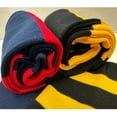 thumbnail image 4 of Knit Collegiate Rugby Striped Winter Scarf & Beanie Hat Set - Navy / Golden Yellow, 4 of 9