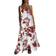 thumbnail image 1 of Vestido Maxi de Verano para Mujer, Sin Mangas, con Tirantes Finos y Cuello en V, Estilo Bohemio, con Estampado Floral, para Vacaciones, Rojo, XXXL, 1 of 10
