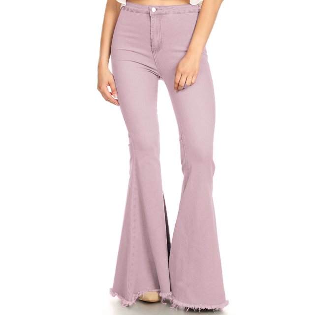 Feinuhan Jeans à Taille Haute à Pattes d'Éléphant pour Femmes, Mauve, Très Grand