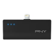 Angle View: PNY PowerPack DCL2200 - External battery pack - Li-Ion - 2200 mAh - 1 A (Lightning) - on cable: Micro-USB - black - for Apple iPad/iPhone/iPod (Lightning)