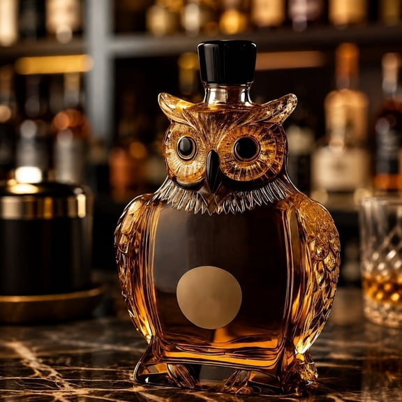Owl Shape Whiskey Decanter Borosilicate Glass Owl Shaped Bottle for Liquor Home Bar Display Gift