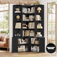 thumbnail image 4 of Hiphuta 74" Tall 6 Tier Corner Bookcase with 4 Doors, 31" Wide Farmhouse Large Corner Bookcase with Curved Edges, L Shaped Bookshelf for Office Living Room, Black, 4 of 6