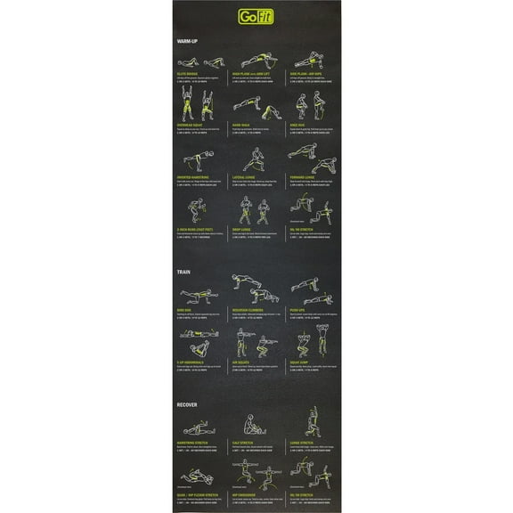 GoFit Black 7 mm Double-Thick Guide Mat with Printed Exercises