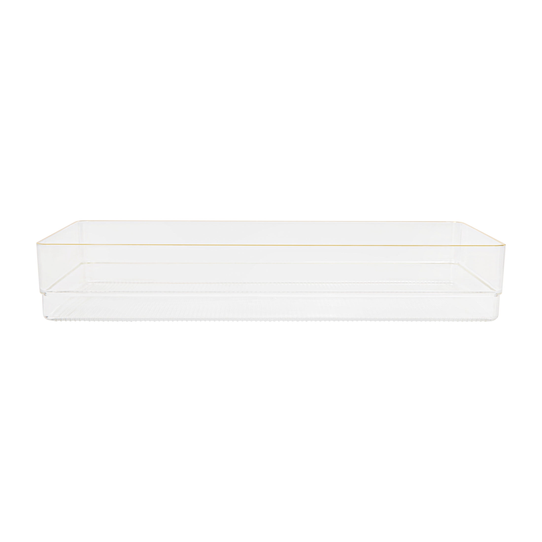 Martha Stewart Kerry 8 Pack Plastic Stackable Office Desk Drawer Organizers with Gold Trim, 9" x 3"