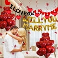 thumbnail image 4 of Proposal Decorations, Will You Marry Me Balloons Banner I Love You Banner Heart Bunting Garland Hanging Swirls Red Heart Foil Balloons Rose Petals for Wedding Valentines Day Marriage, 4 of 6