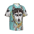 thumbnail image 2 of Uemuo Husky With Dreamcatcher Printed Regular Fit Short Sleeve Casual Hawaiian Shirt for Men,Aloha shirt,Tropical shirt,Floral print shirt,Vacation Beach shirt-3X-Large, 2 of 9