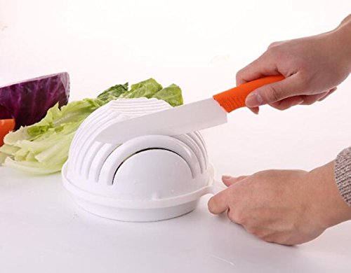 100/% Dishwasher Safe Plastic Fruit//Vegetables Chopper Bowl Salad Bowl Cutter BPA-Free FDA-Approved Easy Salad Maker