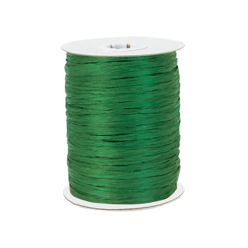 Pack Of 1, Solid Emerald Paper Raffia Ribbon 1/4" 1.25" Width 100