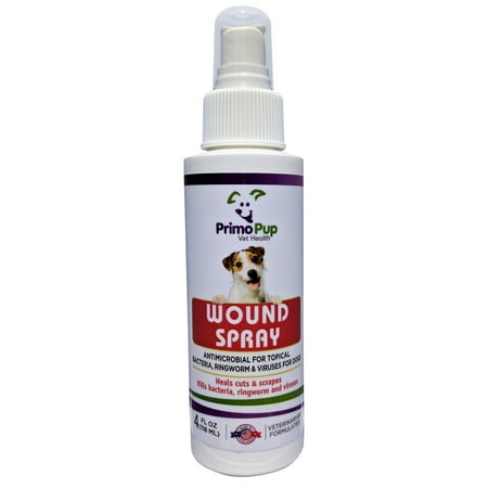ANTISEPTIC WOUND SPRAY for Dogs - Primo Pup Vet Health - Veterinarian Formulated to Kill Germs, Soothe Cuts, Protect & Help Skin Heal - with Natural Aloe, Calendula Flower & Eucalyptus Leaf - 4 fl