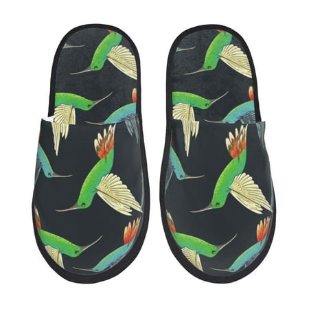 

Slippers for Women Men Blue Green Hummingbird Warm Womens Mens House Shoes Bedroom Slippers Fuzzy Memory Foam Slippers Winter House Indoor Shoes Aesthetic Dorm Slippers