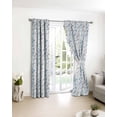thumbnail image 3 of Blue Grey Botanical Blackout Curtains for Bedroom/Living Room, Thermal Insulated Kitchen Curtains, Spring Floral Summer Farmhouse Grommet Darkening Window Treatment Drapes 52"x63"x2, 3 of 8