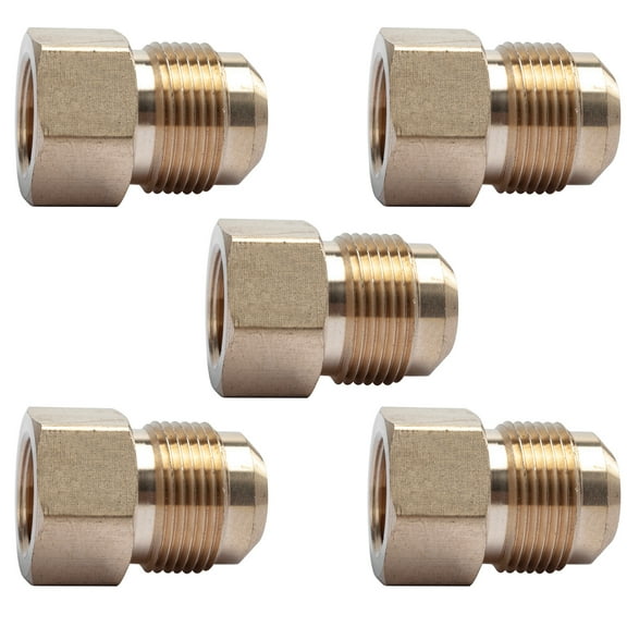 LTWFITTING Brass Flare 3/4" OD x 1/2" Female NPT Connector/Adapter Tube Fitting(Pack of 5)