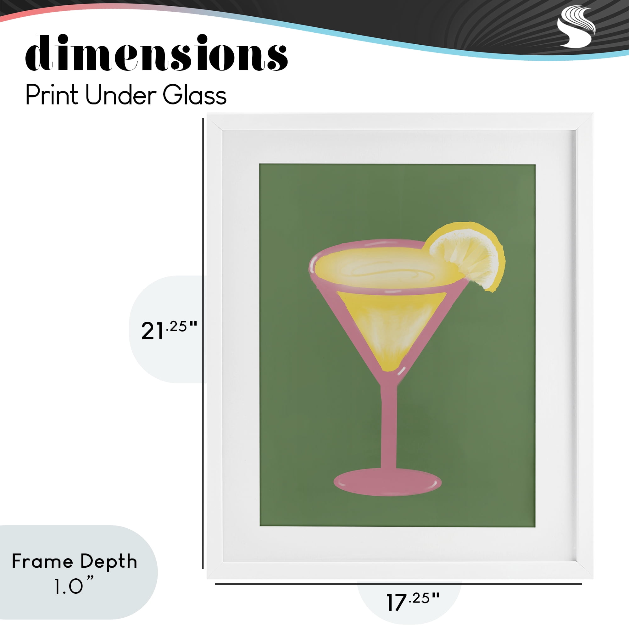 Stupell Industries Lemon Drop Glass over Green White Framed Print Under Glass, design by Robin Maria