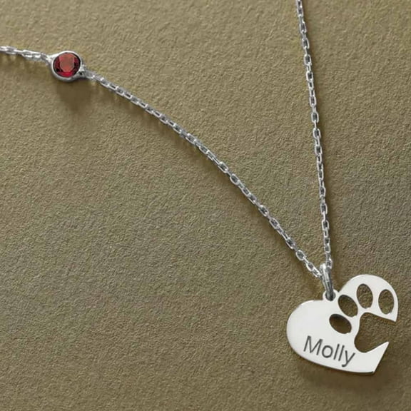 Stainless Steel Engraved Paw Print Simple Necklace
