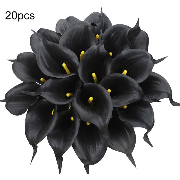 Decoración floral artificial Oficina en casa PU Flor falsa Ceremonia de boda Mini flor artificial, Negro 20 Piezas Eigraketly HA6565-07B*20