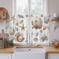 thumbnail image 2 of Seashell Coastal Kitchen Curtains, Summer Beach Ocean Starfish Watercolor Light Filtering Window Curtain Panels, 2Pcs Rod Pocket Window Treatments Set for Study Room Bathroom Bedroom 52x54 Inches, 2 of 9