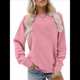 thumbnail image 1 of Sudaderas Informales de Cuello Redondo para Mujer, Camisetas de Larga y Corte Holgado para Otoño. Rosa L, 1 of 6