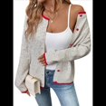 thumbnail image 2 of Suéteres Tipo Cárdigan para Mujer, Modernos, de Larga, con Botones y Cuello Redondo, de Punto, Bonitos Abrigos de Invierno con Abertura Frontal. Gris L, 2 of 10