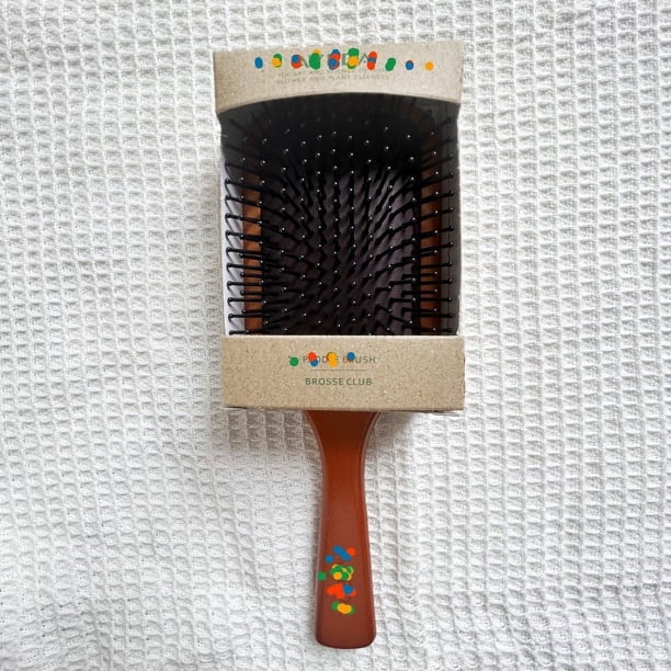 Peine de madera para peluquería con cojín de aire, peine para rizar el cabello, peine para el cuero cabelludo, peine de madera maciza para masajes, peine cuadrado para pan con letras