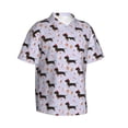 thumbnail image 2 of Daiia Dachshund Dog Hawaiian Shirt for Men Gentle Cotton Regular Short Sleeve Casual-Large, 2 of 9