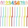 0-9 Large Number Candles & 24 Tall Thin Candles- Neon with Glitter Colors