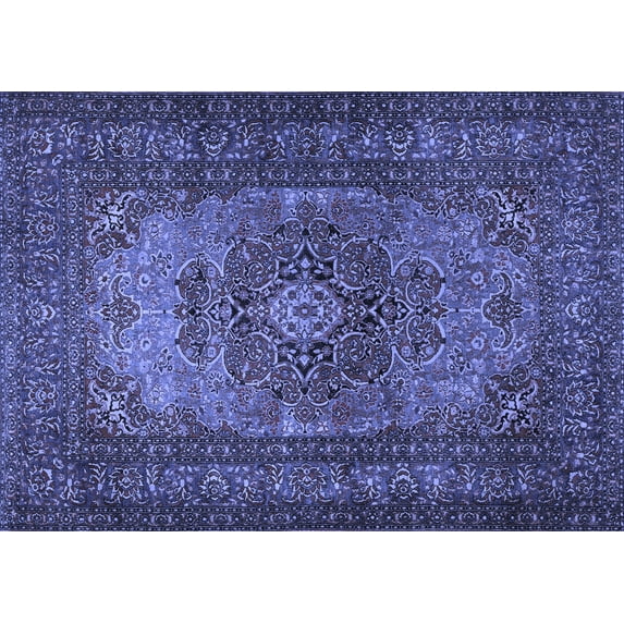 Ahgly Company Indoor Rectangle Medallion Blue Traditional Area Rugs, 2' x 3'