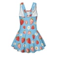 thumbnail image 5 of COEQINE Swim Dress for Girls with Built-in Liner & Flowy Skirt, Scoop U-Neck V-Back Playful Tankini Style Swimsuit for 10-11 Year Olds, Polyester Spandex Blend, Strawberry Daisy Blue, 5 of 8