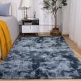 thumbnail image 2 of TWINNIS Abstract Shag Area Rug for Bedroom Living Room,Dyeing Fluffy Soft Carpets for Kids Room,4'x6',Blue Gray, 2 of 7