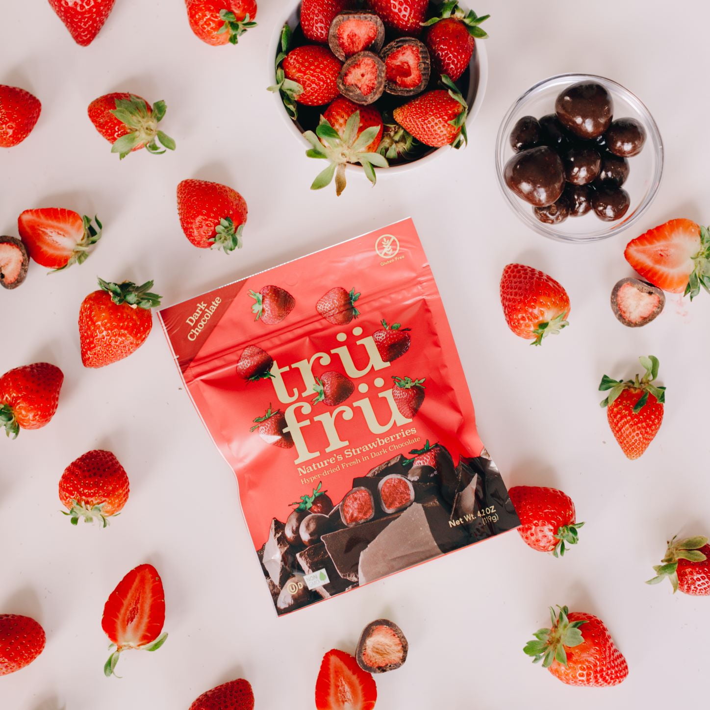 Tru Fru Gluten Free Dark Chocolate Dipped Freeze-Dried Strawberries, 4.2oz