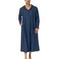thumbnail image 2 of Baqcunre Mens Shirts Mens Muslim Arabia Casual Long Sleeve Pocket Loose Robe Shirt Muslim Robe Solid Hooded Shirt Shirts For Men Tops For Men Navy S, 2 of 4